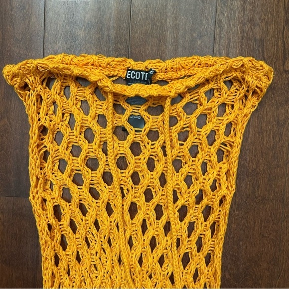 Ecote Urban Outfitters Tangerine Open Knitted Fringe Maxi Cover Up Skirt, SizeXS - Picture 2 of 7